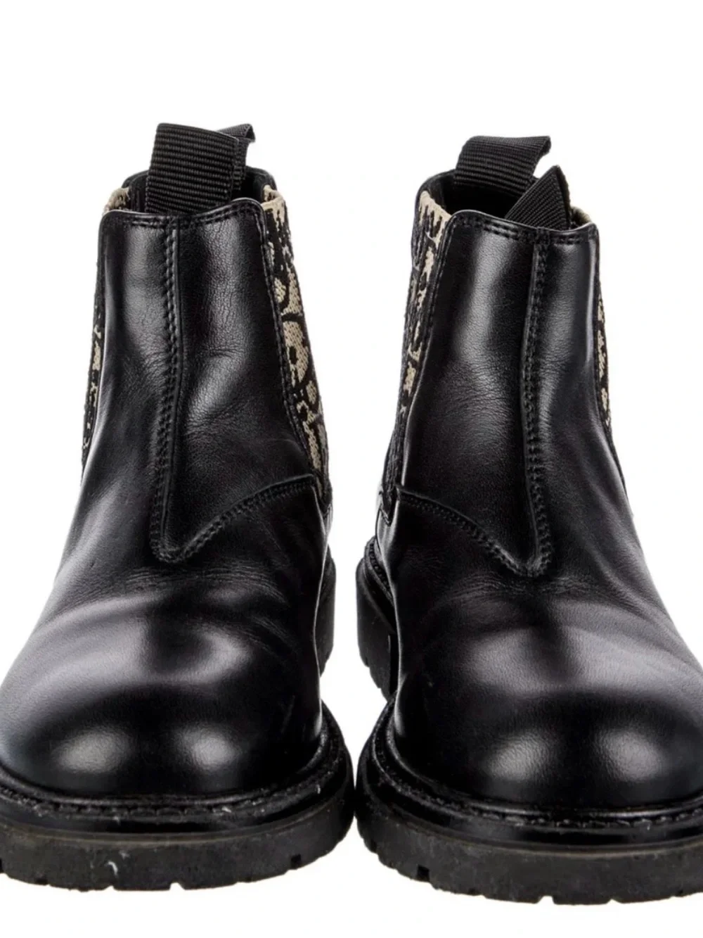 Dior Black Leather Chelsea Boot with Monogram Elastic Panel euro 29